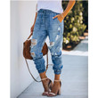 Women's Jeans Loose Hole Straight Elastic High Waist For Women