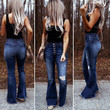Quality Ripped High Waist Stretch Flared Pants Jeans