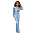 Fashion Wild Wide Leg Water Washed Hole Denim Stretch Flared Pants Jeans