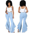Fashion Stitching Washed Denim Elastic Trend Slim Fit Bell-bottom Pants Jeans