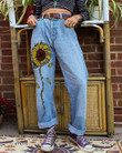 Sunflower Casual Fashion Wide-leg Printed Jeans
