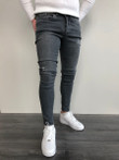 Mid-waist Denim Trousers Washed And Frayed Skinny Jeans
