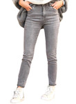Women's Jeans Slim Fit Versatile High Quality Stretch Gray Ankle-length Trousers