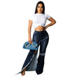 Women's High Waist Slit Ripped Fashion Sexy Jeans