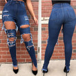 Summer Big Ripped Stretch Pencil Pants Jeans