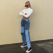 Street Hip-hop Color Contrast Patchwork Casual Jeans