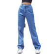 Trendy Denim Trousers Women's Straight Simple High Waist Loose Jeans
