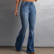 Washed Wide-leg Jeans Women's High Waist Slim-fit Distressed Trousers