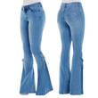 Women's Jeans Mid-waist Lace-up Denim Pants Stretch