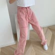 Pink Jeans Women's Loose Slimming High Waist Plus Size Straight Mop Pants