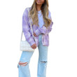 Women's Fashion Plaid Printed Long-sleeved Cardigan Single-breasted Casual Coat