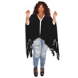 Batwing Sleeve Cloak Irregular Coat Solid Color Nightclub Street Casual Black Plus Size