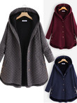 Fashion Women 's Wear Button Hooded Top Dot Irregular Coat Clothing