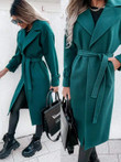 Solid Color Long Sleeve Tied Mid-length Woolen Coat For Women