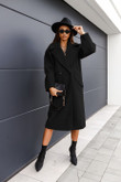 Double Breasted Suit Collar Solid Color Long Woolen Coat