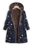 Cotton And Linen Printed Plush Coat Loose Large Size
