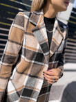 Slim Single-breasted Plaid Printed Suit Woolen Coat