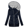 Women's Patchwork Casual Fashion Hooded Zip Cardigan Sweater Jacket Coats