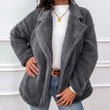 Step-in Women's Suit Collar Zipper Solid Color Plush Coat Overcoat