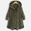 Color Corduroy Style Hooded Cotton Clothing Coat Casual Women's Overcoat