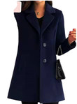 Slim Lapel Fashion Women's Wear Casual Woolen Coat