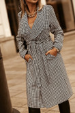 Fashion Polo Collar Loose Tied Long Woolen Coat