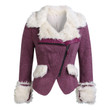 Motorcycle Fleece-lined Lamb Wool Coat For Women Short Lapels Fur Cotton-padded