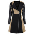Side Zipper Leather Stitching Large Size Women's Woolen Coat And Trench