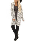 Women's Fashion Mid-length Leopard Print Plush Cardigan Jacket Coats