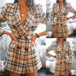 Double Breasted Fashion Tailored Collar Printed Woolen Coat