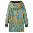 Vintage Floral Print Long Sleeves Hooded Thickened Plush Cotton-padded Coat Plus Size