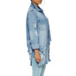 Ripped Distressed Sexy Slimming Denim Jacket Long-sleeved Dress Coats