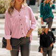 Fashion Solid Color Long-sleeved Cardigan Single-breasted Casual Shirt Women Blouses
