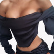 Fashion Women's Wear Sexy Off-the-shoulder Satin Fishbone Wrapped Chest Slim Top Shirt Blouses