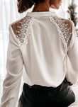 Women's Long-sleeved V-neck Temperament Commute Young Single-breasted White Lace Fashion Shirt Blouses