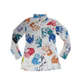 Digital Printing Colorful Handprint Shirt Lapel Long Sleeve Top Blouses