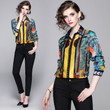 Women's Printed Slim-fit Long-sleeved All-matching Lapel Shirt Blouses