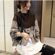 European Goods Loose Shirt Stitching Wool Sweater Women Fake Two Pieces Western Style Blouses