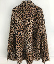Autumn Women Clothing Mid-length Leopard-print Shirt Retro Loose Long Sleeve Blouses