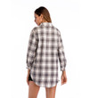Autumn Top Lapel Long Sleeve Women's Shirt Casual Mid-length Plaid Blouses