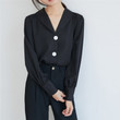 Women's Korean V-neck Shirt Plus Size Chiffon Lantern Sleeve Cardigan Bottoming Top Blouses