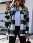 Long Sleeve Stand Collar Plaid Printed Single Breasted Shirt Coat Women Blouses