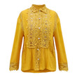 Summer Women's Color Lace-collared Blouse Long Sleeve Shirt