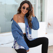 Denim Lapel Long Sleeve Temperament Commute Jeans Cardigan Single-breasted Solid Color Shirt Blouses