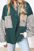 Leopard Print Women's Shirt Lapel Sunken Stripe Casual Coat Blouses