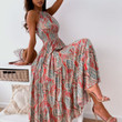 Fashion Sexy Floral Backless Dress Bohemian Maxi For Women