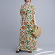 Women's Bohemian Vacation Style Plus Size Dress Floral V-neck Loose Long Robe