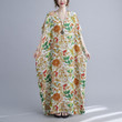 Women's Bohemian Vacation Style Plus Size Dress Floral V-neck Loose Long Robe