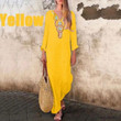 Long Sleeve Embroidered Loose Cotton Linen Bohemian Sexy