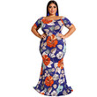 Women's Plus Size Stretch Off-shoulder Slimming Youthful-looking Fat Dress Bohemian